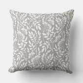 シックな植物性の灰色の葉のパターン クッション (正面)