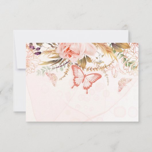 シックな植物性の牡丹バタフライ日付カードを保存 サンキューカード (裏面)