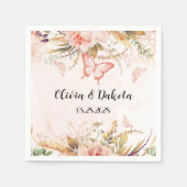 シックな植物性の牡丹結婚蝶 スタンダードカクテルナプキン (正面)