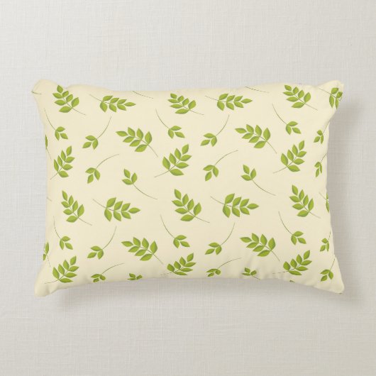 シックな植物性の緑の枝葉の継ぎ目なし アクセントクッション (正面)