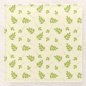 シックな植物性の緑の枝葉の継ぎ目なし ガラスコースター (正面)