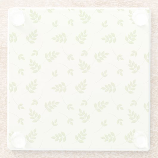 シックな植物性の緑の枝葉の継ぎ目なし ガラスコースター (裏面)