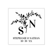 シックな植物性イニシャルモダンワイルドフラワー結婚ズ ラバースタンプ (インプリント)