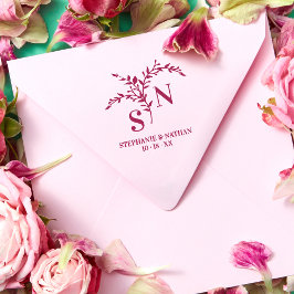 シックな植物性イニシャルモダンワイルドフラワー結婚ズ ラバースタンプ