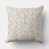 シックな植物性ベージュの葉のパターン クッション (正面)