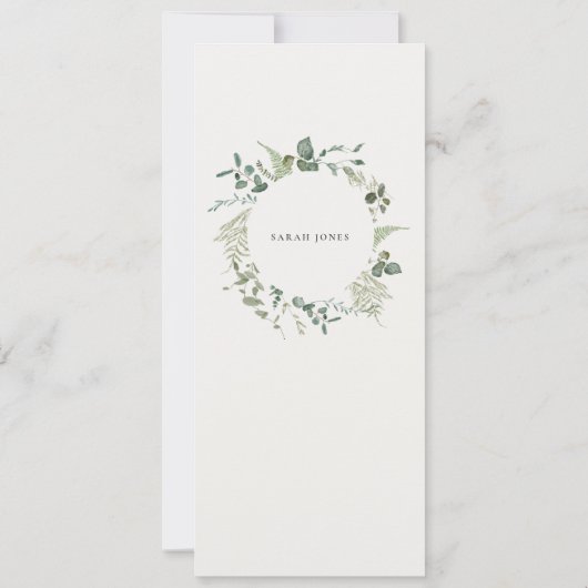 シックな植物性ユーカリ水の色ベビーシャワー 招待状 (裏面)