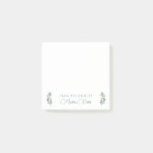 シックな植物性ユーカリ葉グリーンモノグラム ポストイット (正面)