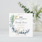 シックな植物性リースカスタマイズ可能誕生日 招待状 (スタンド正面)