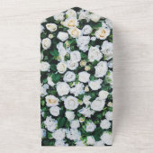 シックな植物花ホワイトバラのフローラ結婚ズ オールインワン招待状 (外側)