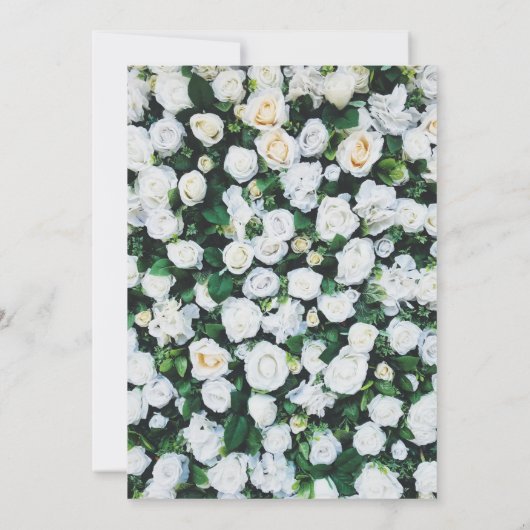 シックな植物花ホワイトバラのフローラ結婚ズ 招待状 (裏面)