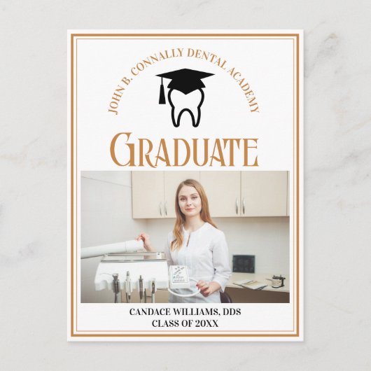 シックな歯科学校の写真カスタム卒業 案内ポストカード (正面)