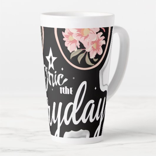 シックな毎日のラテマグ | 背の高いスタイリッシュコーヒーカップ カフェラテマグ (右アングル)