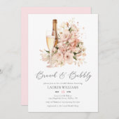 シックな水のカラーブランチとバブリーブライダルシャワー 招待状 (正面/裏面)