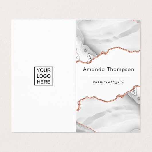 シックな水のカラーホワイトとバラ金ゴールドゲート 名刺 (外部フラット)