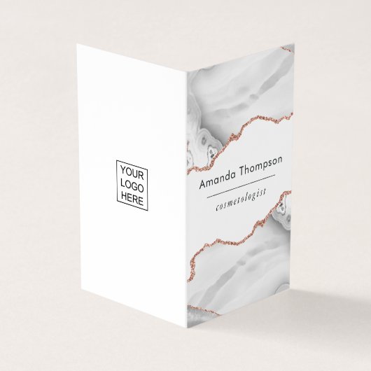 シックな水のカラーホワイトとバラ金ゴールドゲート 名刺 (外部)