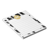 シックな水の色と金ゴールドモノグラム ノートパッド (アングル)