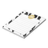 シックな水の色と金ゴールドモノグラム ノートパッド (回転)