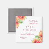 シックな水の色のコーナー花ベビーシャワー マグネット (正面/裏面)