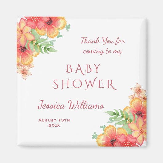 シックな水の色のコーナー花ベビーシャワー マグネット (正面)