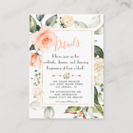 シックな水の色のサンゴフローラフレーム結婚の詳細 エンクロージャーカード