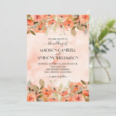 シックな水の色のフローラ結婚が1つの招待状で (スタンド正面)