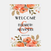 シックな水の色のフローラ結婚の歓迎 アクリルサイン (正面)