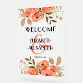 シックな水の色のフローラ結婚の歓迎 アクリルサイン (傾斜)