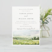 シックな水の色のブドウ園ランドスケープのカップルのシャワー 招待状 (スタンド正面)