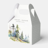 シックな水の色の松の森の風景結婚の フェイバーボックス (裏面サイド)