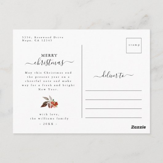 シックな水の色の果実と緑ああメリーそう ポストカード (裏面)