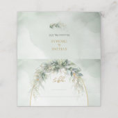 シックな水の色の緑と金ゴールドフレーム座席表 プレイスカード (外部開封)