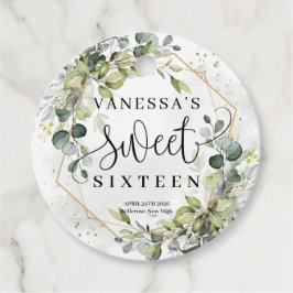 シックな水の色の緑と金ゴールドフレーム甘い16th フェイバータグ