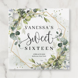 シックな水の色の緑と金ゴールドフレーム甘い16th フェイバータグ