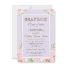 シックな水の色の花の卒業パーティー招待状