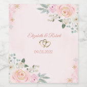 シックな水の色の花の雪結婚片 ワインラベル (シングルラベル)