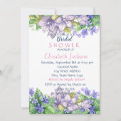 シックな水の色の花ブライダルシャワー 招待状 (正面)