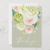シックな水の色の花模様結婚の写真 サンキューカード (正面)