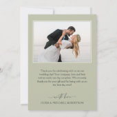 シックな水の色の花模様結婚の写真 サンキューカード (裏面)