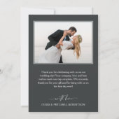 シックな水の色の花模様結婚の写真 サンキューカード (裏面)