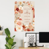 シックな水の色の花紅葉銅歓迎 ポスター (ホームオフィス)