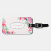 シックな水の色の花、メッセやる気を起こさせるージ ラゲッジタグ (正面横)