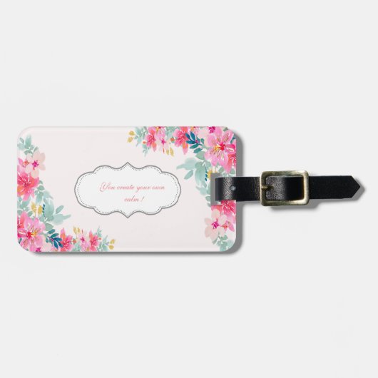 シックな水の色の花、メッセやる気を起こさせるージ ラゲッジタグ (正面横)