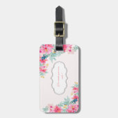 シックな水の色の花、メッセやる気を起こさせるージ ラゲッジタグ (正面縦)