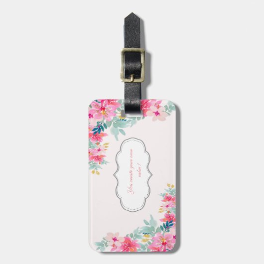 シックな水の色の花、メッセやる気を起こさせるージ ラゲッジタグ (正面縦)