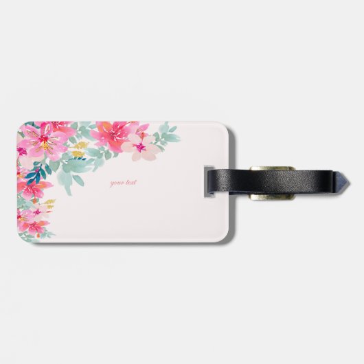 シックな水の色の花、メッセやる気を起こさせるージ ラゲッジタグ (裏面横)