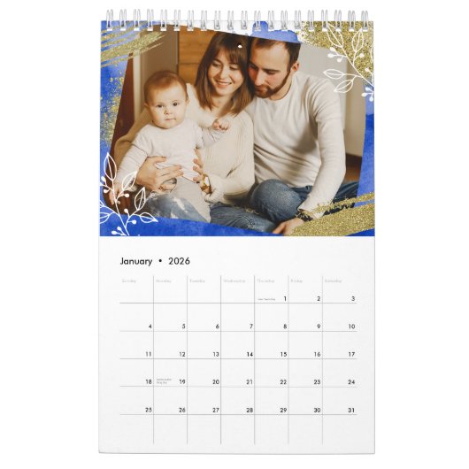 シックな水の色カスタムの写真2022家族 カレンダー (1月 2026)