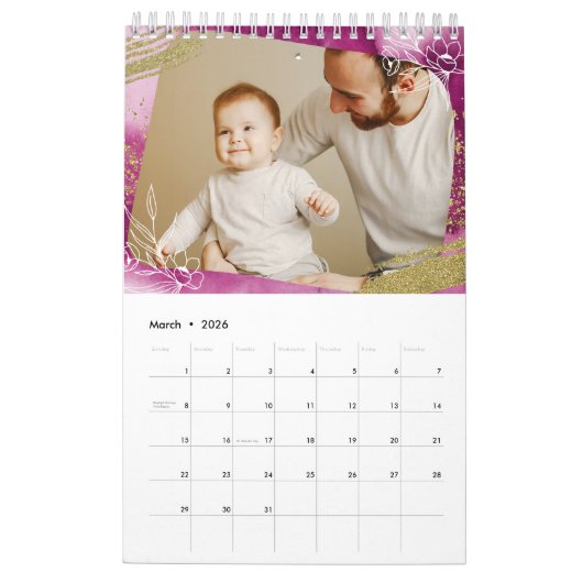 シックな水の色カスタムの写真2022家族 カレンダー (3月 2026)