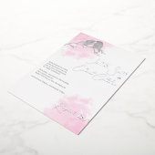 シックな水の色グレーラブバードピンク色の洗剤 箔招待状 (回転した状態)