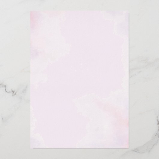 シックな水の色グレーラブバードピンク色の洗剤 箔招待状 (裏面)