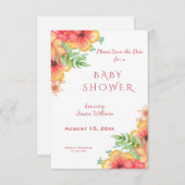 シックな水の色コーナー花ベビーシャワー セーブザデート (正面/裏面)